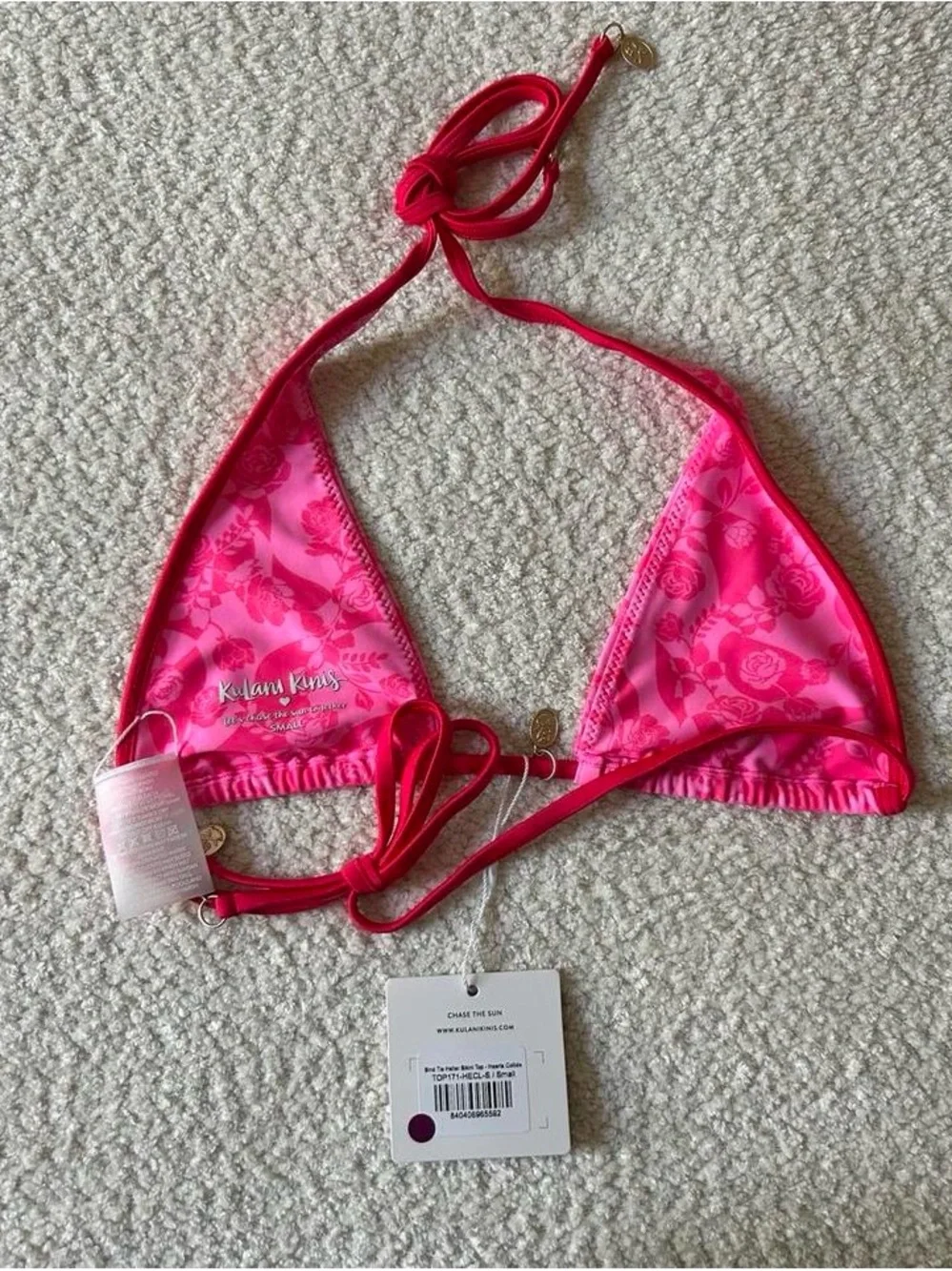 Pink Floral Triangle Bikini Top - Women Swim